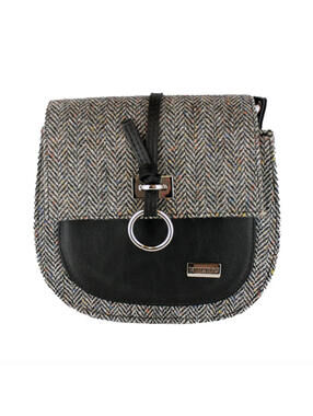 (RB) Mucros Weavers Ireland Grace Tweed Bag Grey Herringbone Wool Handbag